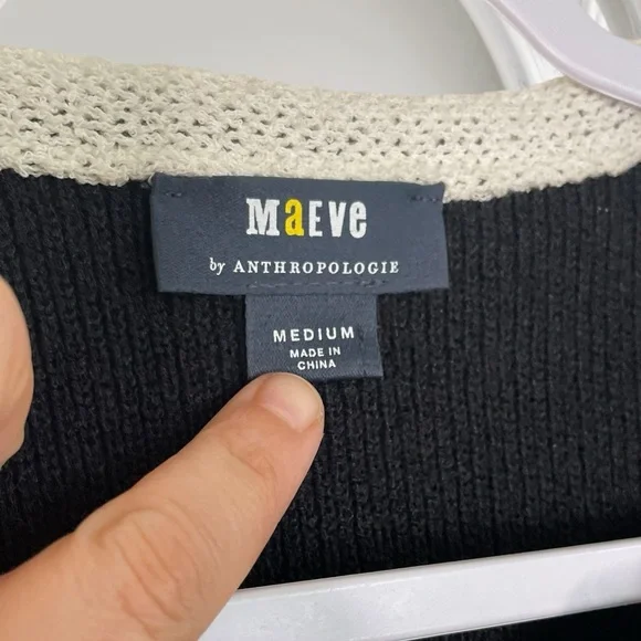 MAEVE Collarless Tipped Knit Jacket - Black Size Medium - Picture 7 of 7